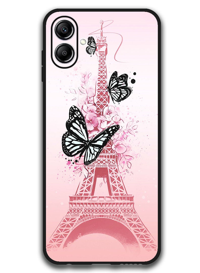 Theodor Case Compatible with Samsung Galaxy A07 6.7 Inch Protection Shockproof Bumper Cover Black Butterflies - Image 1